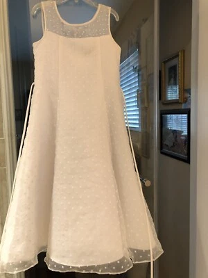 Vestido de Primera Comunión Us Angels Talla 8 con Guantes de Velo Blanco Precious Memories Foto 1 de 4