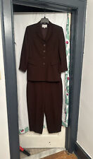 Ingenuity Women’s Brown Lined Pockets Pants Jacket Suit Size 14