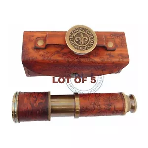 Menge 5 Antik-Messing-Teleskop-Marine-Nautisch-Leder-Pirat-Spyglass-Zielfernrohr - Bild 1 von 3