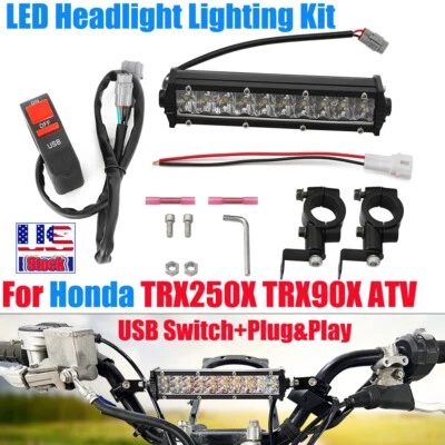 Kit de interruptor USB de iluminación de faros LED Plug&Play de EE. UU. para Honda TRX250X TRX90X ATV Foto 1 de 4