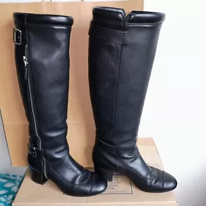 Vintage Coco Chanel black leather boots size 38 or 7.5 made in Italy nice pair - Picture 1 of 8