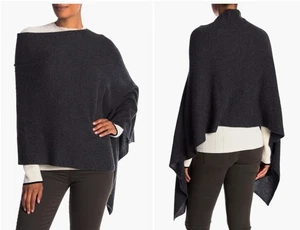 Poncho donna Portolano 100% cashmere grigio scuro - nuovo con etichetta - Foto 1 di 11