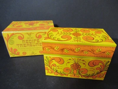 Caja de recetas Avon años 70 naranja amarillo rollos florales con caja sin jabón usado en excelente estado Foto 1 de 4