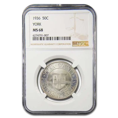 1936 York County, Maine Tercentenary Half Dollar MS-68 NGC - Image 1 of 3