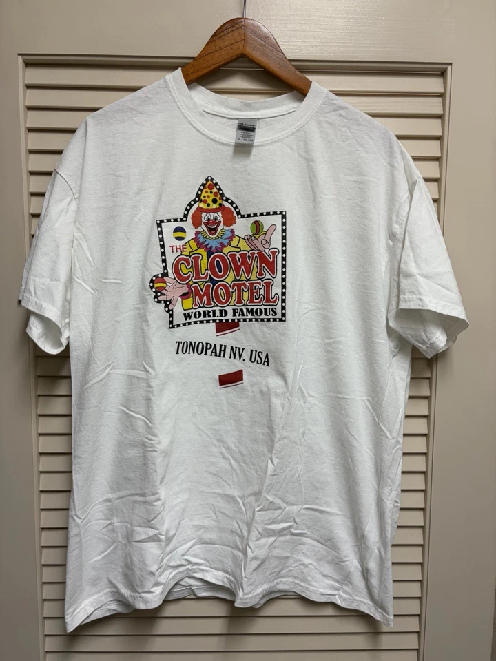 Camiseta The Clown Motel Tonopah NV XL Blanca World Famous Payaso Espeluznante Embrujado Foto 1 de 4