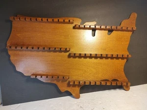 Vintage United States USA Shaped Wood Spoon Collection Rack Display - Picture 1 of 5