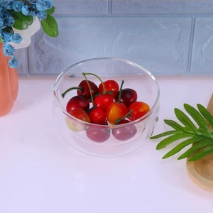 Double Glass Bowl Instant Ramen Noodle Breakfast Fruit Serving Dessert - Picture 1 of 12