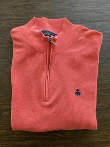 Suéter Brooks Brothers 346 Para Hombre 1/4 Cremallera - Coral - Mezcla de Lino - Talla Mediana - Imagen 1 de 12