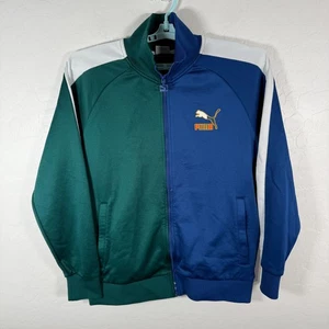 Puma Jacke Herren Large blau grün Colorblock T7 Trainingsjacke Full Zip Logo - Bild 1 von 11