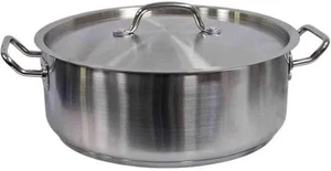 Stainless Steel Rondeau Stock Pot Lid Cooking Pot Shallow Stainless Steel Pot UK - Picture 1 of 5
