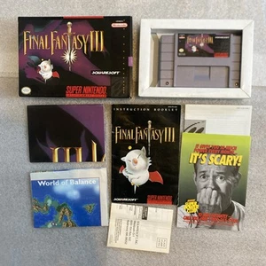 Super Nintendo SNES Final Fantasy III 3 CIB Complete Box Map Poster Reg Exc Cond - Picture 1 of 22