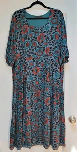 Gudrun Sjoden Midikleid Damen XL Boho Abstrakt Blumen Crinkle Stufen Lagenlook - Bild 1 von 7