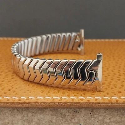 Correa de reloj clásica vintage de los años 50 JB Champion corta sin usar llena de oro blanco Foto 1 de 4