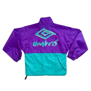 Vtg Umbro 1990s Youth Colorblock Windbreaker Jacket Size Medium - Picture 1 of 8
