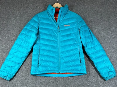 Marmot Hype 700 Fill Down Puffer Jacket Womens Size S Small Teal Orange - Image 1 of 4