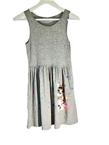 Girls H&M Gray Dress w/ Unicorn Kitten and Stars Size 12-14 - Picture 1 of 4