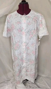 De colección ¡NUEVO CON ETIQUETAS! Miss Elaine Enchantmates Floral Casa de Campo Bata Seersucker Grande - Imagen 1 de 16