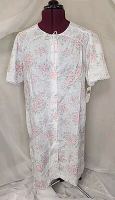 De colección ¡NUEVO CON ETIQUETAS! Miss Elaine Enchantmates Floral Casa de Campo Bata Seersucker Grande Foto 1 de 4