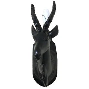 A WOODEN ANTELOPE GAZELLE HEAD HAND CARVED WALL ART MADE IN KENYA AFRICA  - Picture 1 of 11