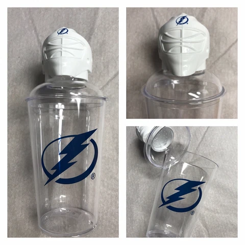 Rare HTF Tampa Bay Lightning Martini Cocktail Shaker cups White Helmet New Promo Cover