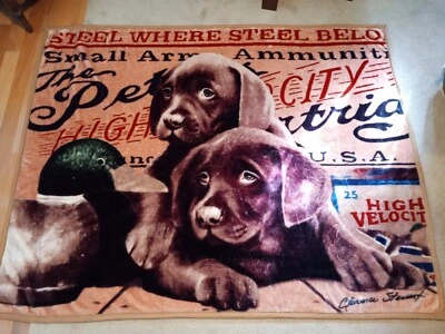 Birchwood Trading Co Fleece Polyester Blanket Hunting Dogs Duck 60x76 Throw - Imagem 1 de 4