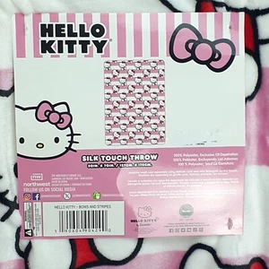 50" X 70" Hello Kitty I Love Pink Silk Touch Throw Blanket Pink Stripes NWT - Picture 1 of 5