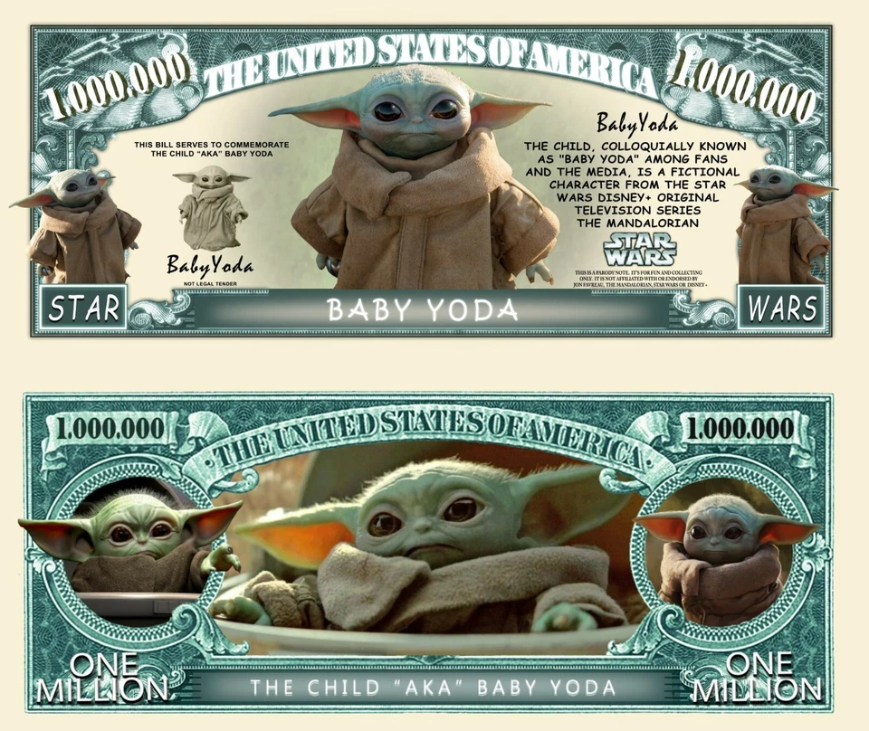 The CHILD BABY YODA BILLET MILLION DOLLAR ! GROGU STAR WARS The MANDALORIAN Jedi