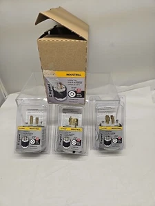 3 Pack Legrand Locking Plug 20 Amp 125/250V NEMA L14-20P Black/White L1420PCCV3 - Picture 1 of 5