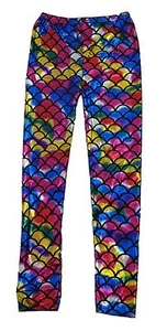 Adults Mermaid Multicolored Fish Scale Fancy Dress Leggings - Picture 1 of 22