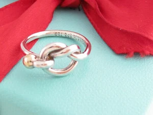 Tiffany & Co Silver 18K Gold Love Knot Ring Band Size 5 - Picture 1 of 4