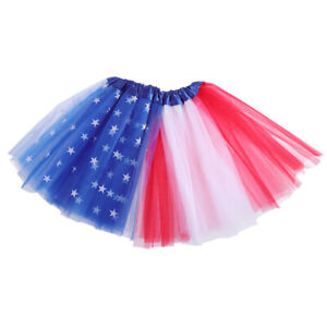 Tutu Skirt American Flag Fourth July Midiskirt Gauze Skirts Costumes Girls