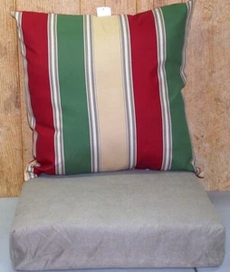 Outdoor Deep Seat Cushion Set ~ Montage Taupe Stripe ~ 24x24x6 / 22x23.5x5 *NEW* - Picture 1 of 2