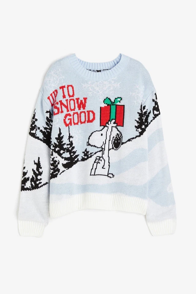 H&M Peanuts Snoopy XL sold out knit Skiing Christmas Jumper Apres relaxed boxy - Image 1 of 4