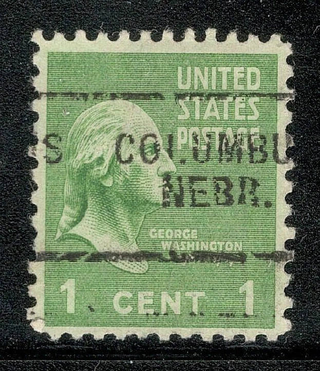 Sc # 804 ~ 1 cent George Washington Issue, Precancel, COLUMBUS NEBR. - Image 1 of 1