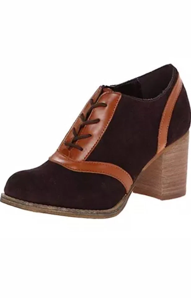 Womens Booties Brown Sz 8.5 M Suede Leather Oxford Contrast Trim Retro Sbicca - Image 1 of 1