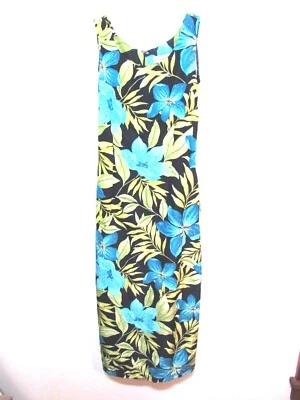 White Stag Dress Size 8 Blue Green Floral Back Zipper Sleeveless Wrap and Knot - Image 1 of 4