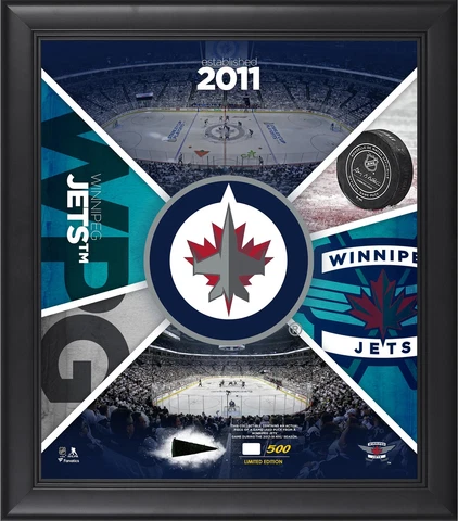 Winnipeg Jets Frmd 15" x 17" Team Impact Collage & Piece of GU Puck - LE 500 Cover