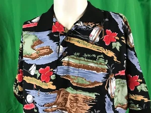 IOLANI Hawaiian Shirt Medium Pullover Cotton Golf Aloha Camp Vintage - Picture 1 of 8