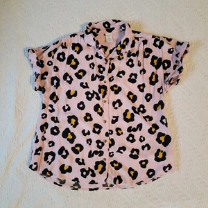 Arizona Jean Co Pink Cheetah Print Button Up Shirt Girls Size 16 Womens S  - Picture 1 of 8
