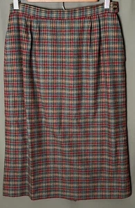 VTG Pendleton 1950s Plaid Wool Skirt Women’s 8 Colorful Houndstooth Academia - Picture 1 of 10