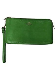 Bolso sin asas Coach de cuero verde con compartimentos de doble cremallera - Imagen 1 de 9