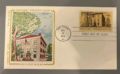 1971 Colorano Silk FDC Decatur House 8c Historic Preservation San Diego USA - Image 1 of 4