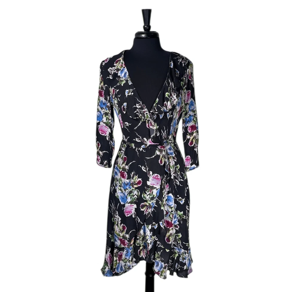 Vestido para mujer MILLY Audrey 8 seda floral envolvente volantes gasa boda fiesta EE. UU. Foto 1 de 4