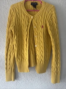 Ralp Lauren Youth Sweater Yellow Girls Button Up - Picture 1 of 6