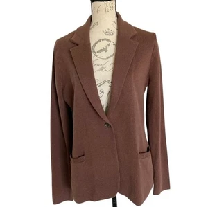 J. Suéter Blazer Chaqueta Crew Escolar Tejido Marrón Talla M BF227 Preppy Clásico - Imagen 1 de 14