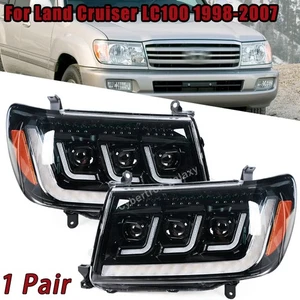 1Pair LED DRL Double Beam Projector Headlights For Land Cruiser LC100 1998-2007 - Picture 1 of 21