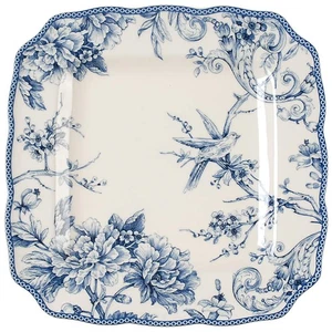 222 Fifth Adelaide Blue and White Square Dinner Plate 9068088 - Picture 1 of 1