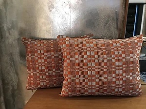 Pkt 2 Designer Zinc Glamorama Bentley Orange Checked Cushions - Picture 1 of 6