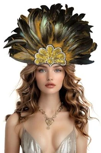 Black Feather Sequin Headwear Carnival Headpiece Showgirl Cosplay Accessories... - Picture 1 of 6