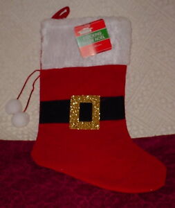  RED AND WHITE WITH BLACK BELT CHRISTMAS STOCKING * 19 INCH * NEW * 